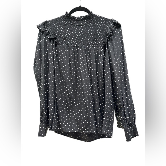 LOFT Black and White Polka Dot Blouse - Picture 1 of 8